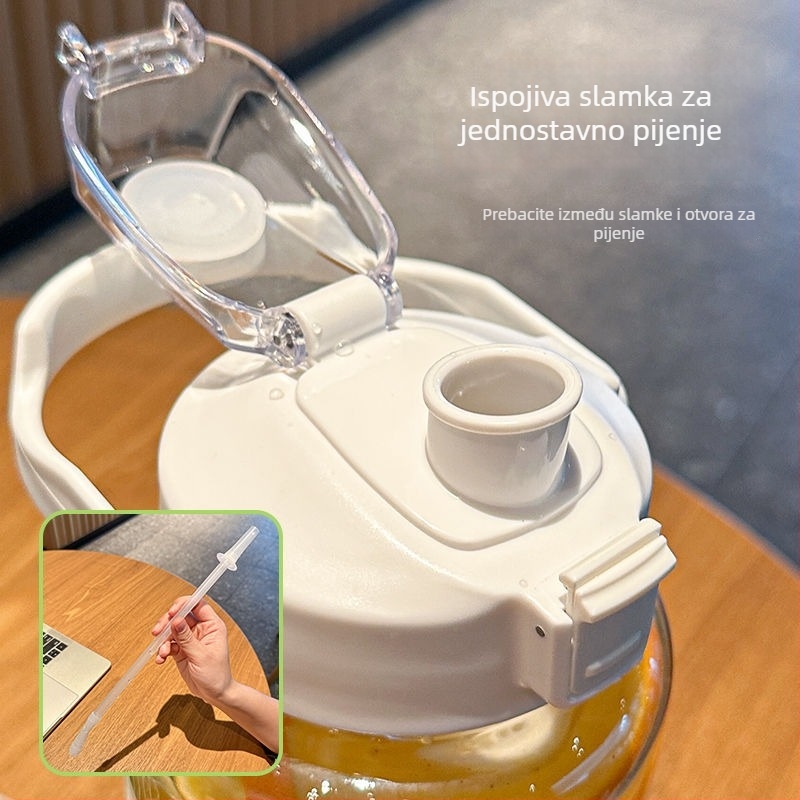 Unique polikarbonatna čaša u korejskom stilu sa slamkom, veliki kapacitet, prijenosna, otporna na padove i visoke temperature