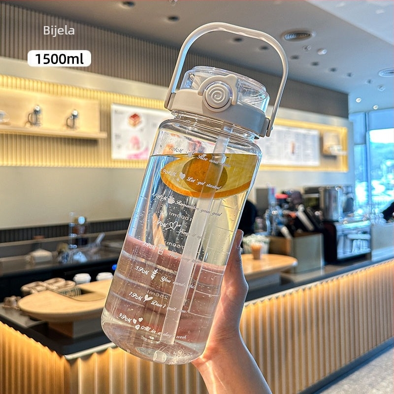 Unique polikarbonatna čaša u korejskom stilu sa slamkom, veliki kapacitet, prijenosna, otporna na padove i visoke temperature