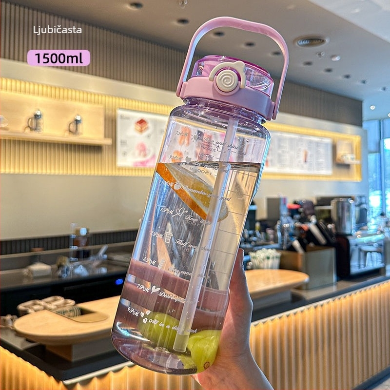 Unique polikarbonatna čaša u korejskom stilu sa slamkom, veliki kapacitet, prijenosna, otporna na padove i visoke temperature