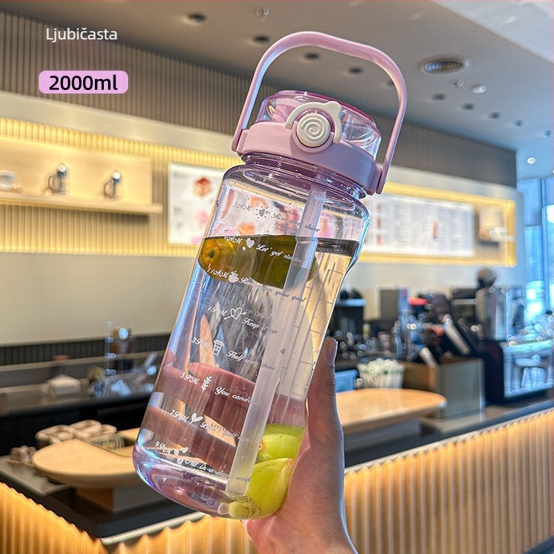 Unique polikarbonatna čaša u korejskom stilu sa slamkom, veliki kapacitet, prijenosna, otporna na padove i visoke temperature