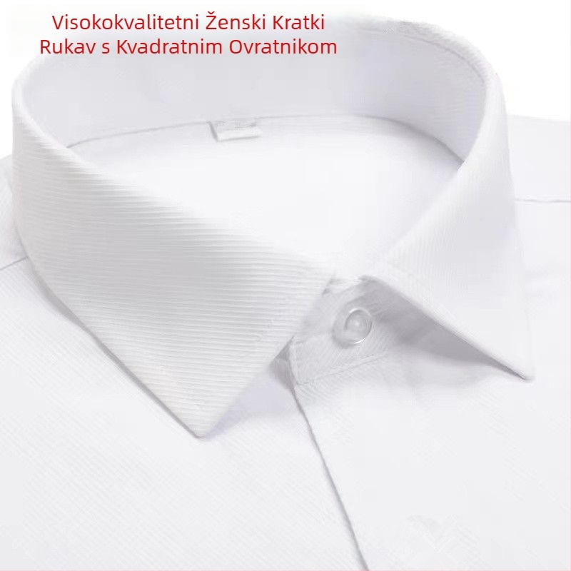 Ženska bijela košulja s kvadratnim ovratnikom, poslovni stil, plus veličina, uski kroj koji naglašava struk