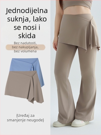 Suknja za pokrivanje joga hlača – jednodijelni dizajn, najlon-elastinska smjesa, pogodna za sve sezone, za mlade žene