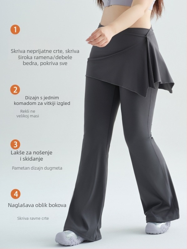 Suknja za pokrivanje joga hlača – jednodijelni dizajn, najlon-elastinska smjesa, pogodna za sve sezone, za mlade žene