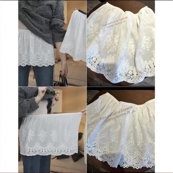 Čipkasta slojevita plisirana suknja s ugrađenom donjom suknom, 70-80% pamuk, <30% poliester, proljeće 2025.