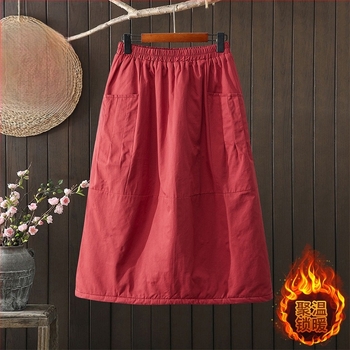 Suknja A-kroja, srednja duljina; jedinstven jednofarbeni uzorak; plisiranje; visoka elastičnost; pamuk-poliester mješavina (95%+)