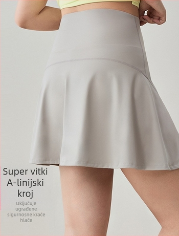 Ženska sportska suknja s visokim strukom za trčanje, tenis i jogu – suknja s ugrađenim šortovima