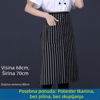 Unisex kuhinjska pregača s vratnim vezivanjem, poluduga, prozračni poliester