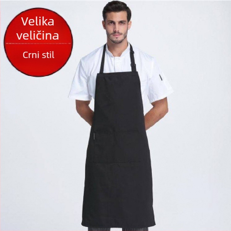 Unisex kuhinjska pregača s vratnim vezivanjem, poluduga, prozračni poliester