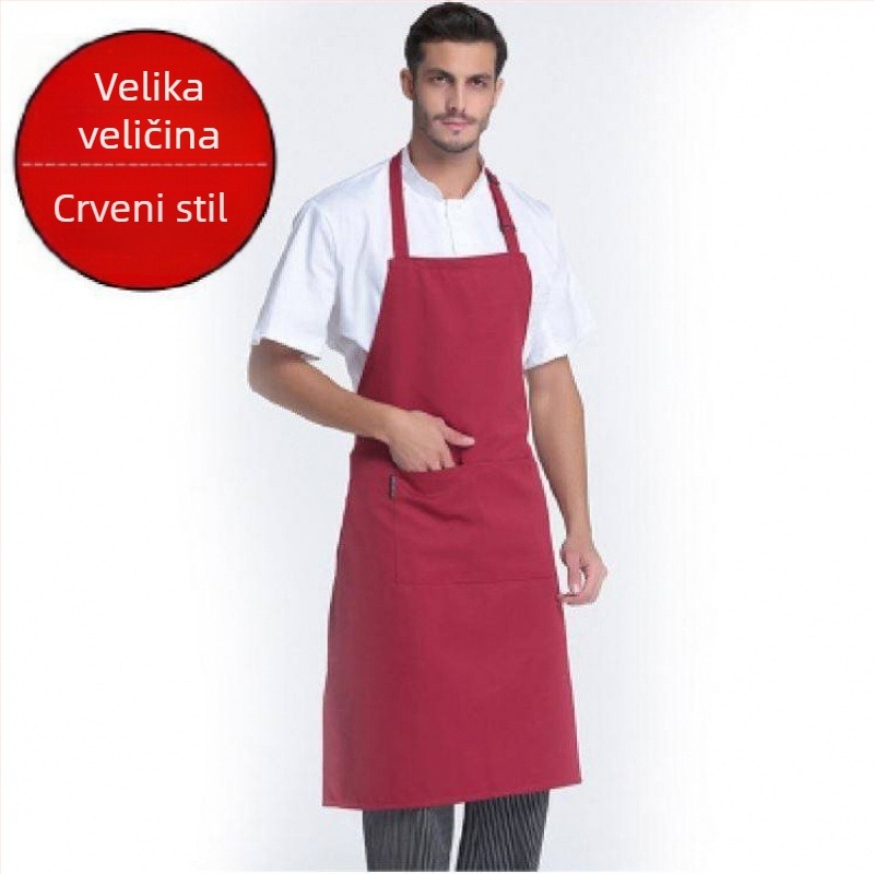 Unisex kuhinjska pregača s vratnim vezivanjem, poluduga, prozračni poliester