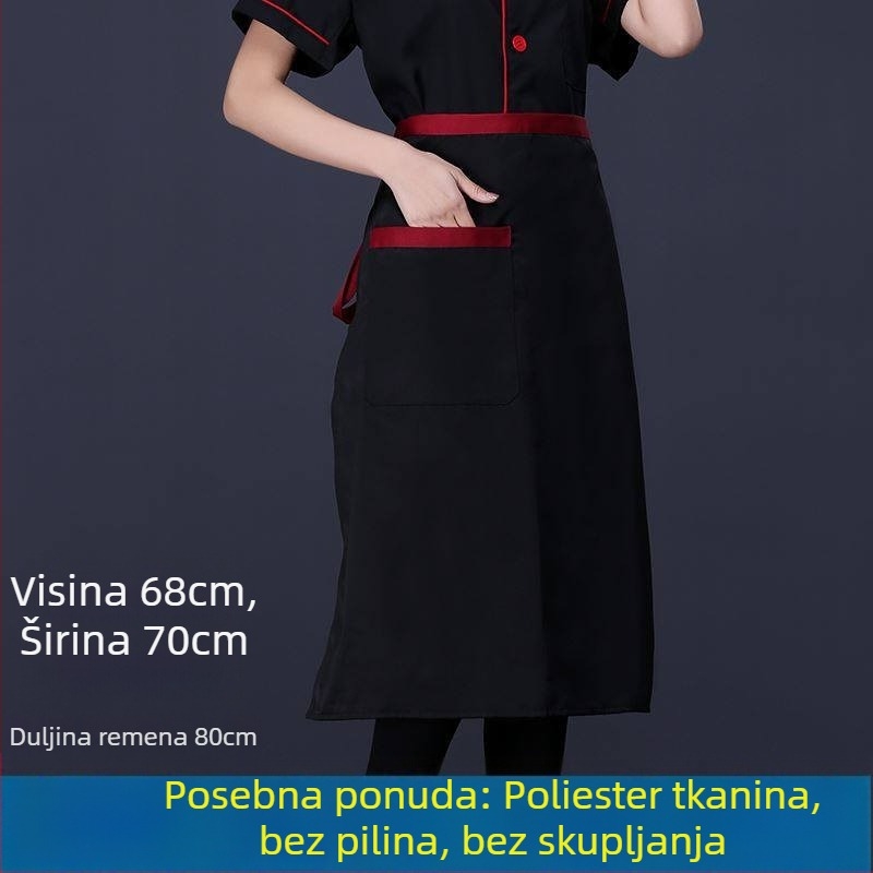 Unisex kuhinjska pregača s vratnim vezivanjem, poluduga, prozračni poliester