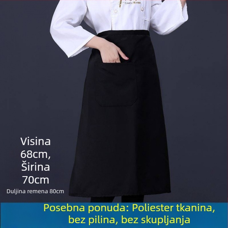 Unisex kuhinjska pregača s vratnim vezivanjem, poluduga, prozračni poliester