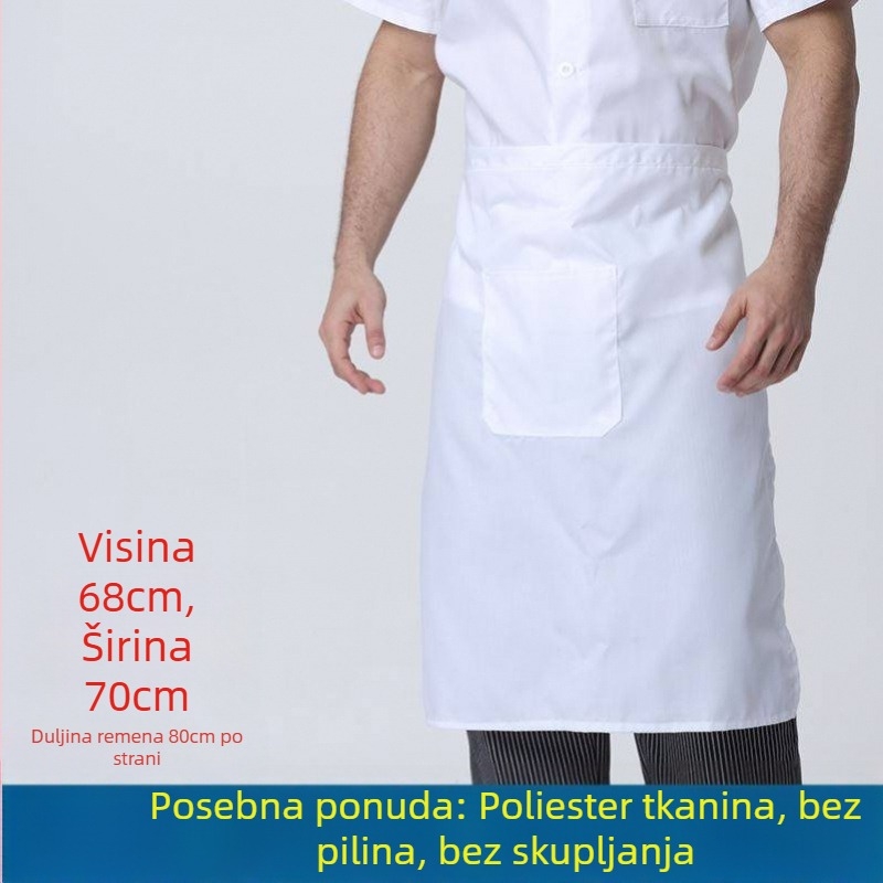 Unisex kuhinjska pregača s vratnim vezivanjem, poluduga, prozračni poliester