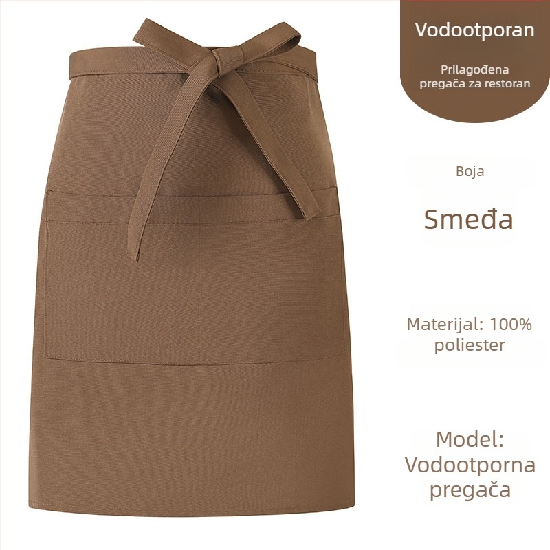 Ekstra velika polu-dlaka pregača s prilagođenim otiskom logotipa, namijenjena čajnim kućama s mlijekom i kafićima, cateringu i restoranima