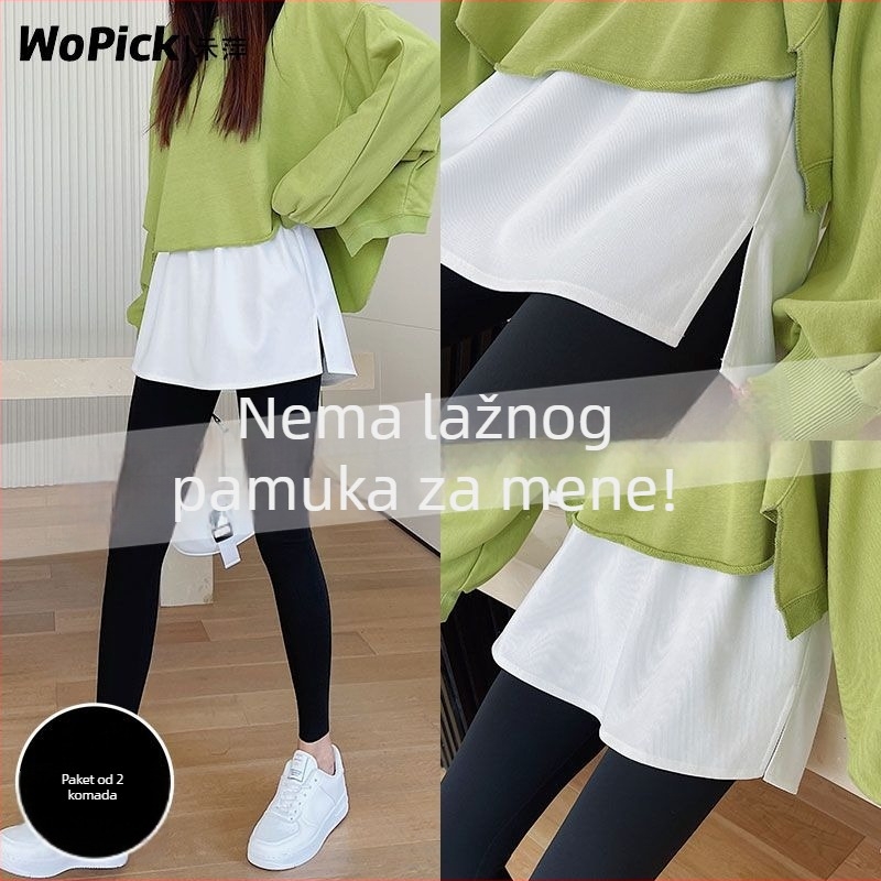 Osnovni hoodie slojevito nošenje s rubnim preklopom i lažnom dvodijelnom polusuknjom do sredine bedra, velika veličina