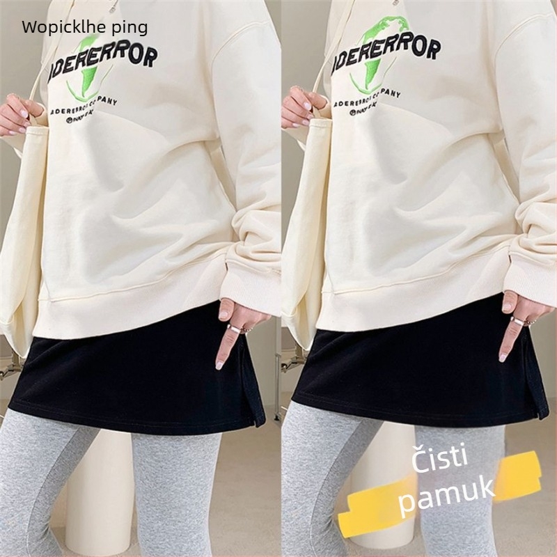 Osnovni hoodie slojevito nošenje s rubnim preklopom i lažnom dvodijelnom polusuknjom do sredine bedra, velika veličina
