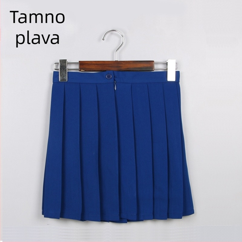 Plisirana suknja, TR tkanina, sadržaj glavne tkanine 70–80%, japanski stil, kratka duljina