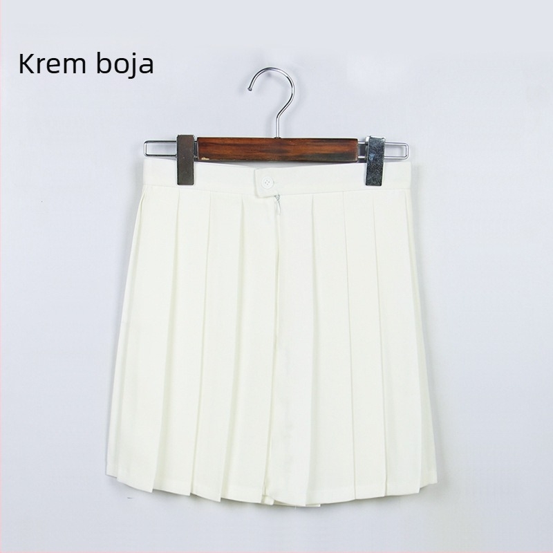 Plisirana suknja, TR tkanina, sadržaj glavne tkanine 70–80%, japanski stil, kratka duljina