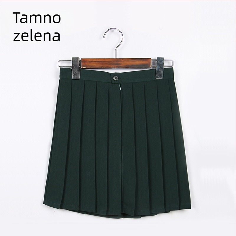Plisirana suknja, TR tkanina, sadržaj glavne tkanine 70–80%, japanski stil, kratka duljina
