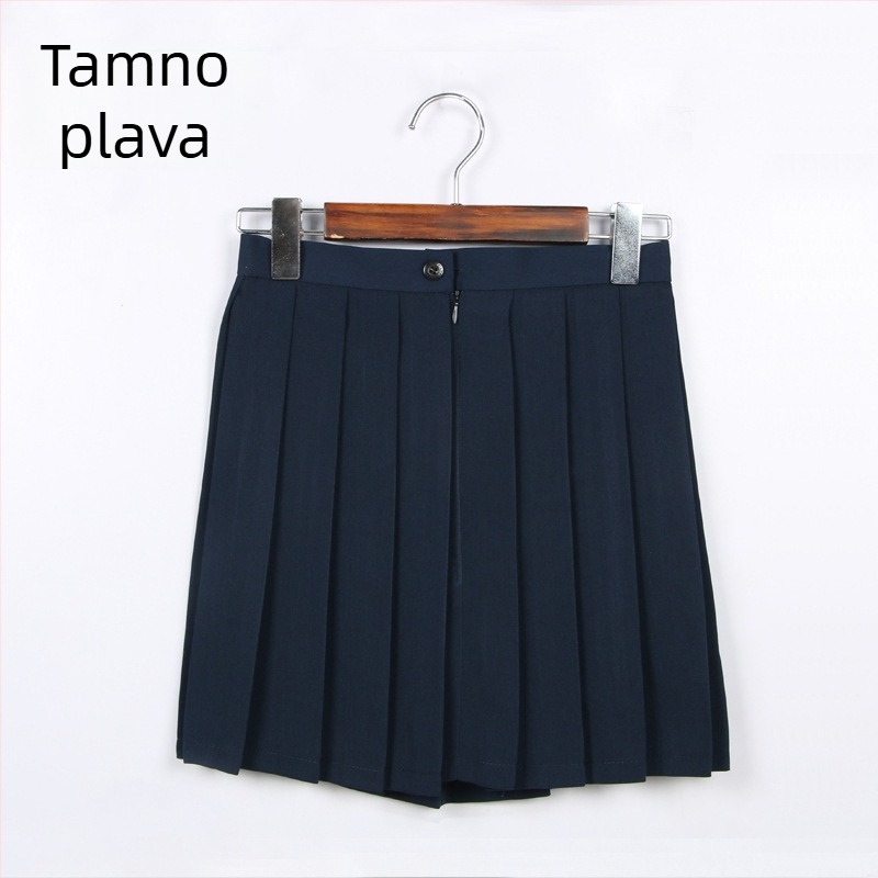 Plisirana suknja, TR tkanina, sadržaj glavne tkanine 70–80%, japanski stil, kratka duljina
