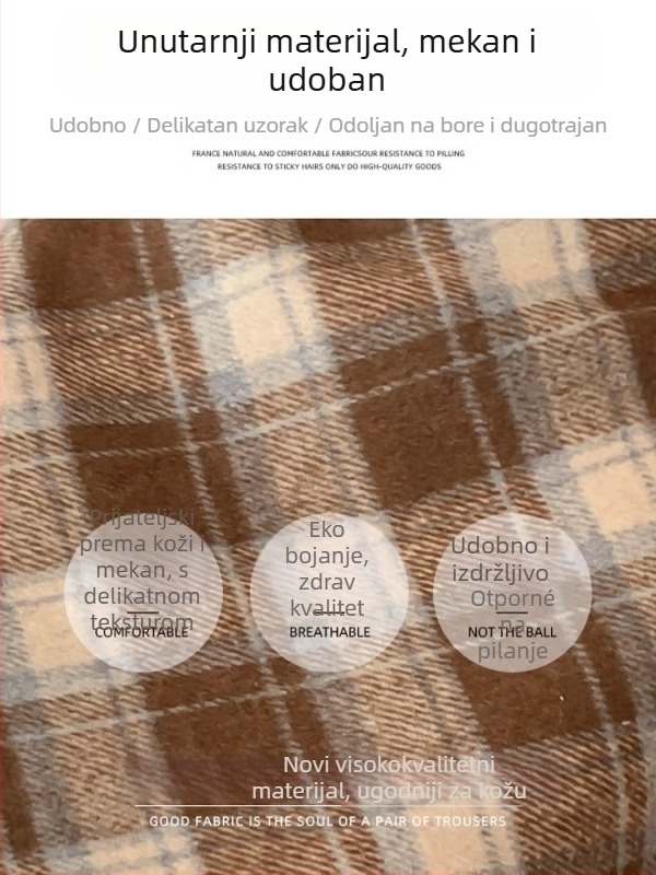 Vunena suknja A-linije, visokim strukom, kratka duljina, jednostavan uzorak, retro književni stil