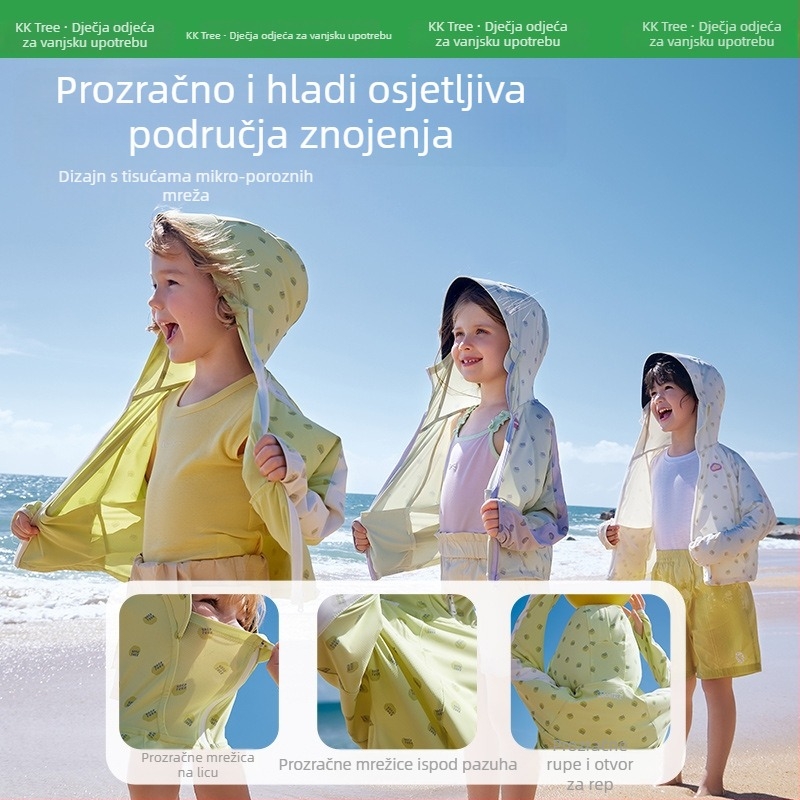 Kocotree dječja jakna s UV zaštitom i kapuljom, prozračna, brzo sušeća, najlonska tkanina, proljeće 2024