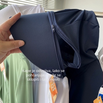 Unisex majica za UV zaštitu UPF50, prozračni poliester, kapuljača s odvojivom kapuljom
