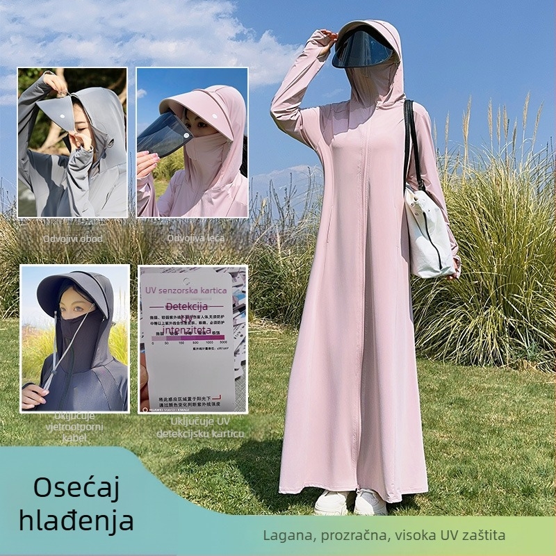 Ženska slim-fit jakna za zaštitu od sunca, ljeto, cjelokupna zaštita tijela UPF50+, lagana i prozračna Ice Silk tkanina, za vožnju električnim biciklom