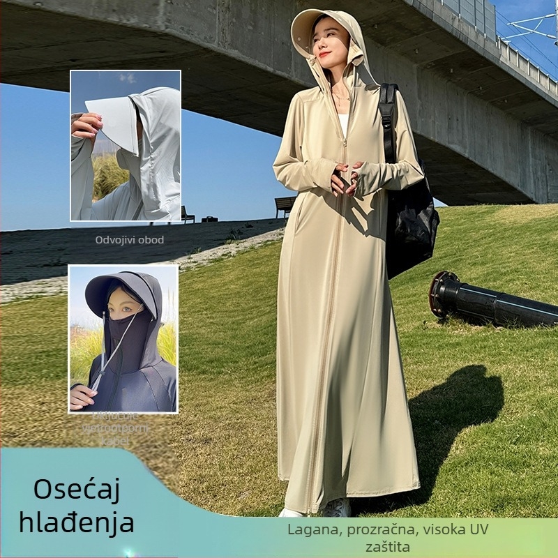 Ženska slim-fit jakna za zaštitu od sunca, ljeto, cjelokupna zaštita tijela UPF50+, lagana i prozračna Ice Silk tkanina, za vožnju električnim biciklom