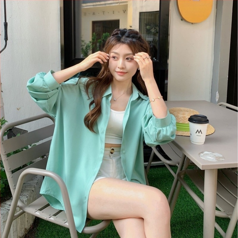 Chiffon UV zaštitna cardigan bluza, srednje dužine, svježi i sladak stil, poliester 71-80% (proljeće 2024)