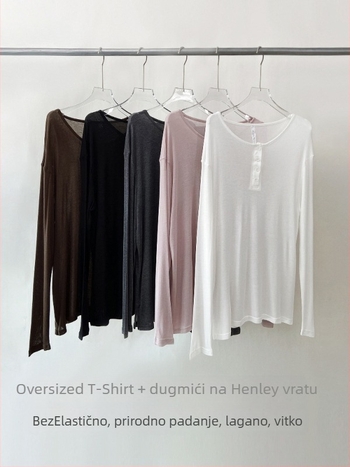 Ženski top s ležernim krojem, s dugim rukavima od akrilnog vlakna, UPF30+ zaštita, mješavina viskoze (50–70% akril, <30% viskoze)