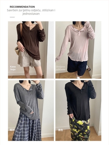 Ženski top s ležernim krojem, s dugim rukavima od akrilnog vlakna, UPF30+ zaštita, mješavina viskoze (50–70% akril, <30% viskoze)