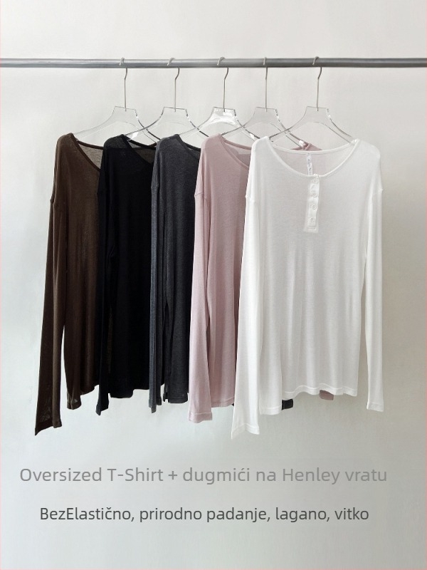 Ženski top s ležernim krojem, s dugim rukavima od akrilnog vlakna, UPF30+ zaštita, mješavina viskoze (50–70% akril, <30% viskoze)