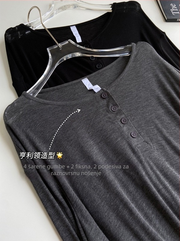 Ženski top s ležernim krojem, s dugim rukavima od akrilnog vlakna, UPF30+ zaštita, mješavina viskoze (50–70% akril, <30% viskoze)