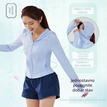 Ženska vanjska vjetrovka s kapuljom, UPF50+ UV zaštita, brzo sušenje, prozračna