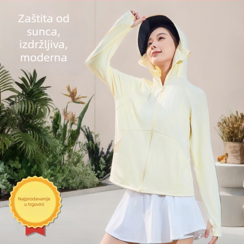 Ženska biciklistička jakna, prozračna, UV zaštita, brzo se suši, ultra lagana, poliester tkanina