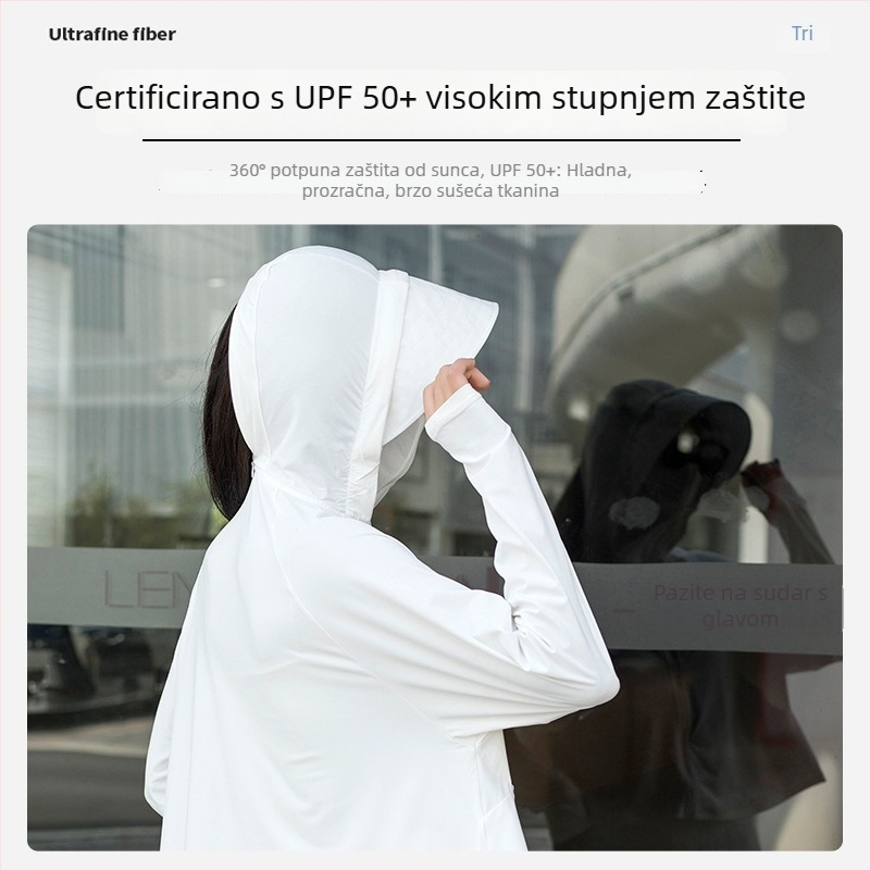 Vanjska windbreaker jakna s UPF50+ zaštitom od sunca, kapuljačom, lagana, prozračna, brzo se suši