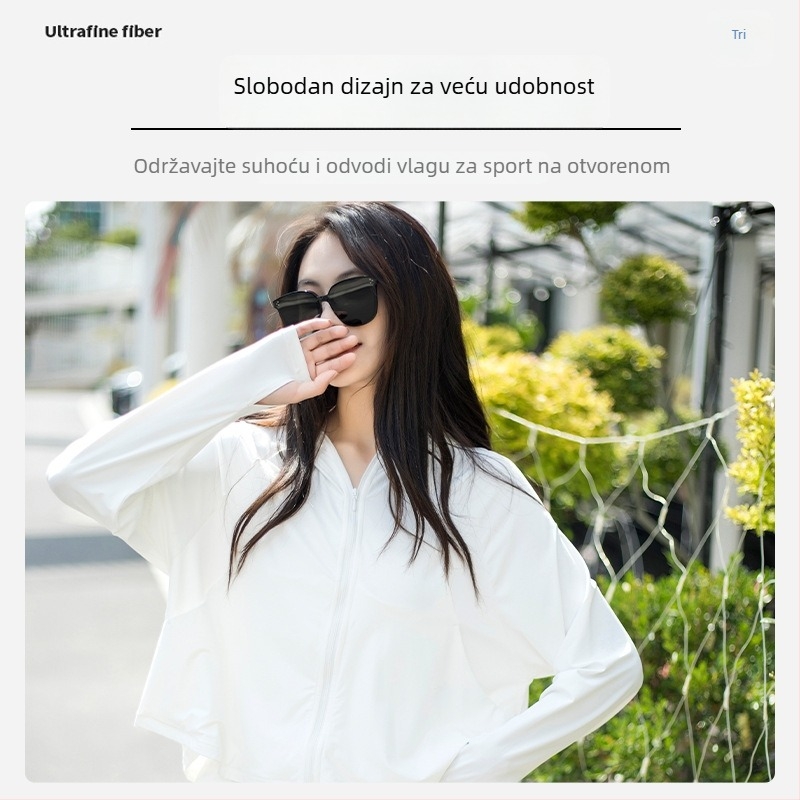Vanjska windbreaker jakna s UPF50+ zaštitom od sunca, kapuljačom, lagana, prozračna, brzo se suši