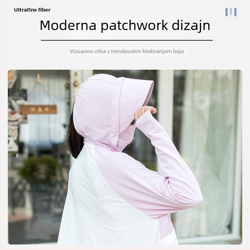 Vanjska windbreaker jakna s UPF50+ zaštitom od sunca, kapuljačom, lagana, prozračna, brzo se suši