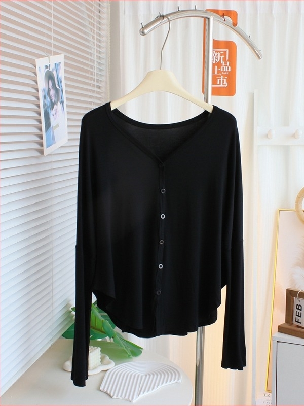 Ženska lagana mrežasta viskozna kardiganska jakna sa zaštitom od sunca, V-dekolte, duge rukave, dizajn šivanja/kolage, duljina 50–65 cm