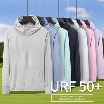 Jakna s UV zaštitom i kapuljom — prozračna, otporna na vjetar, od poliesterskih vlakana