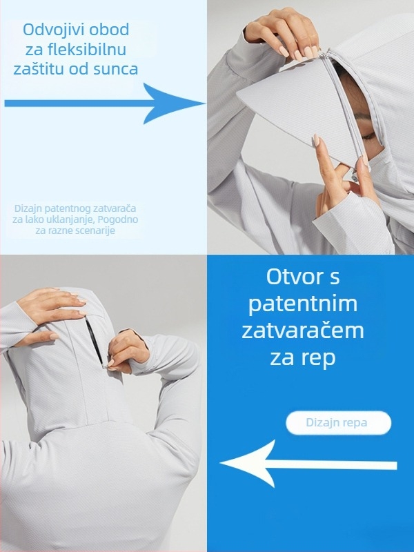 UPF50+ windbreaker za muškarce i žene, lagan i prozračan, s velikim obodom, Ice Silk tkanina