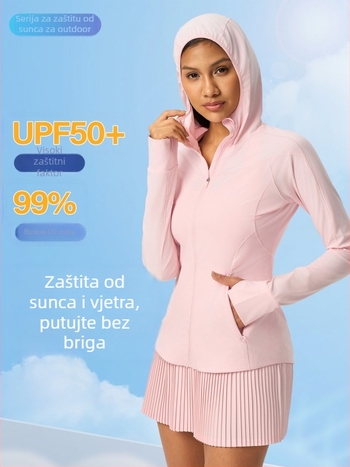 Ženska outdoor jakna s kapuljom, lagana, prozračna, brzo se suši, najlon, UV zaštita UPF50+