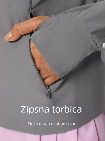 Ženska outdoor jakna s kapuljom, lagana, prozračna, brzo se suši, najlon, UV zaštita UPF50+