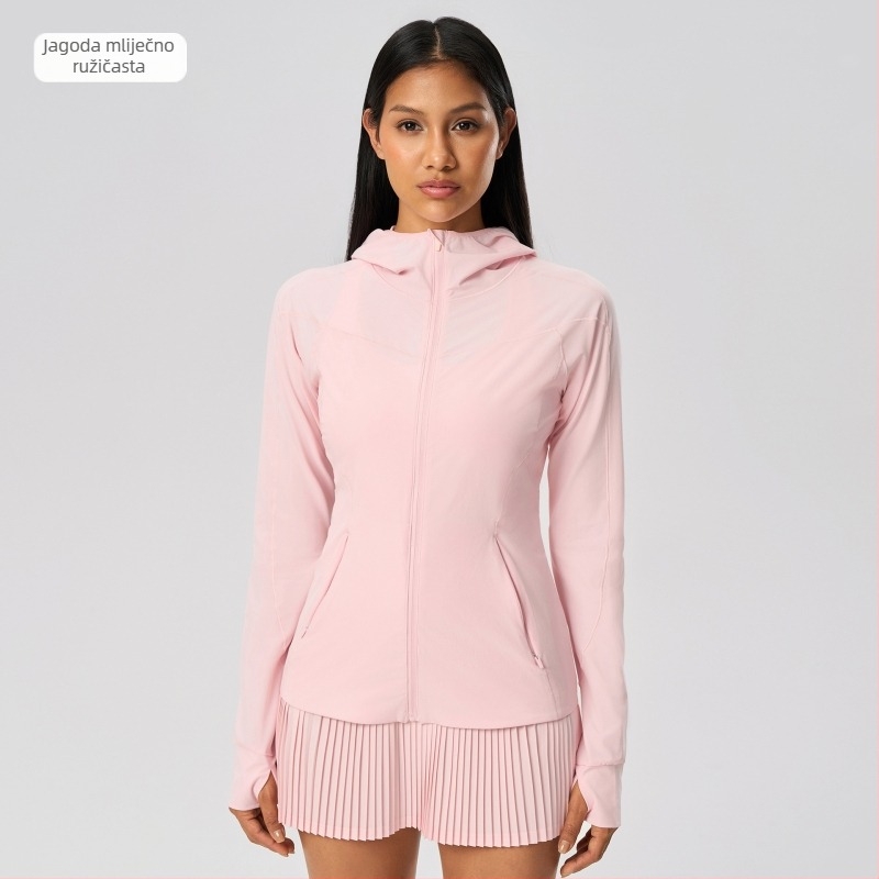 Ženska outdoor jakna s kapuljom, lagana, prozračna, brzo se suši, najlon, UV zaštita UPF50+