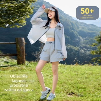 Ženska windbreaker s UPF50+ UV zaštita s Ice Silk materijalom, prozračna, brzo suši, uklanjanje vlage, za proljeće i jesen