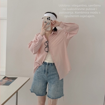 Labavi kardigan od Ice Silk-Nylon s UPF50+ zaštitom od sunca, dugi rukavi, lagana tkanina