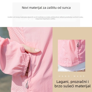 Ženska zaštita od sunca s labavim krojem, lagana prozračna poliester tkanina, UPF50+, dugi rukavi, vanjski sloj za vožnju bicikla