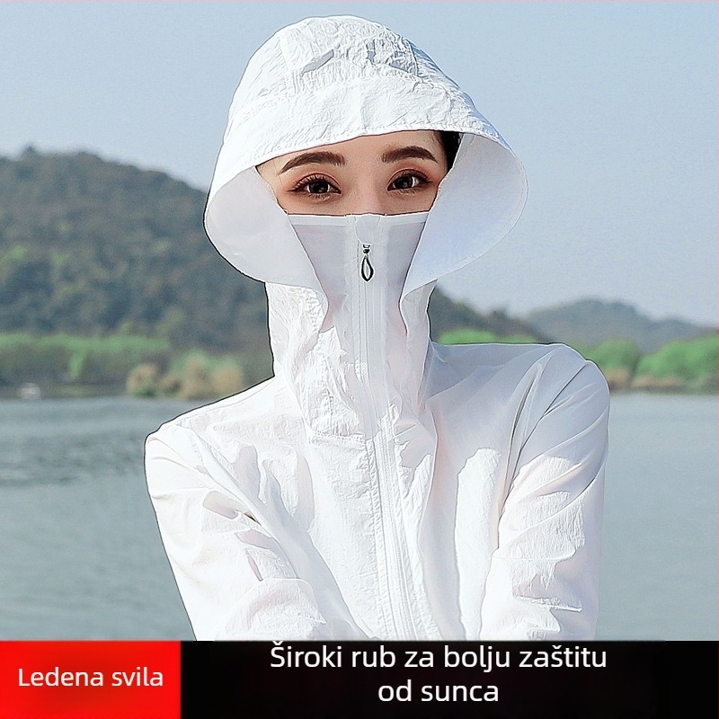Ženska zaštita od sunca s labavim krojem, lagana prozračna poliester tkanina, UPF50+, dugi rukavi, vanjski sloj za vožnju bicikla