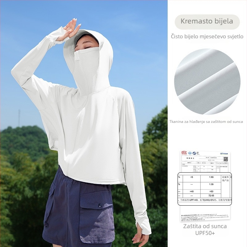 Ljetna zaštita od sunca s ice silk materijalom, osvježavajući dojam, sladak stil, kratka široka majica za zaštitu od sunca, lagana jakna, UV zaštita