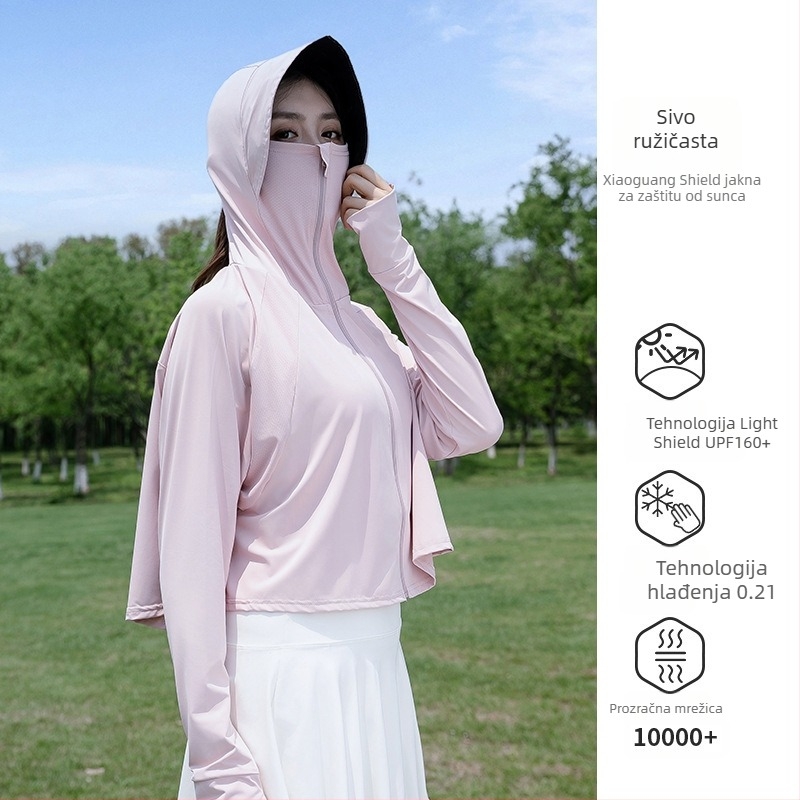 Ljetna zaštita od sunca s ice silk materijalom, osvježavajući dojam, sladak stil, kratka široka majica za zaštitu od sunca, lagana jakna, UV zaštita